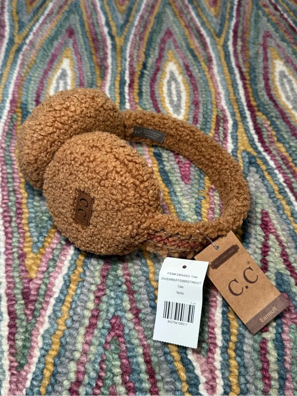 C.C Tan Sherpa Earmuffs – Plush Cozy Headband